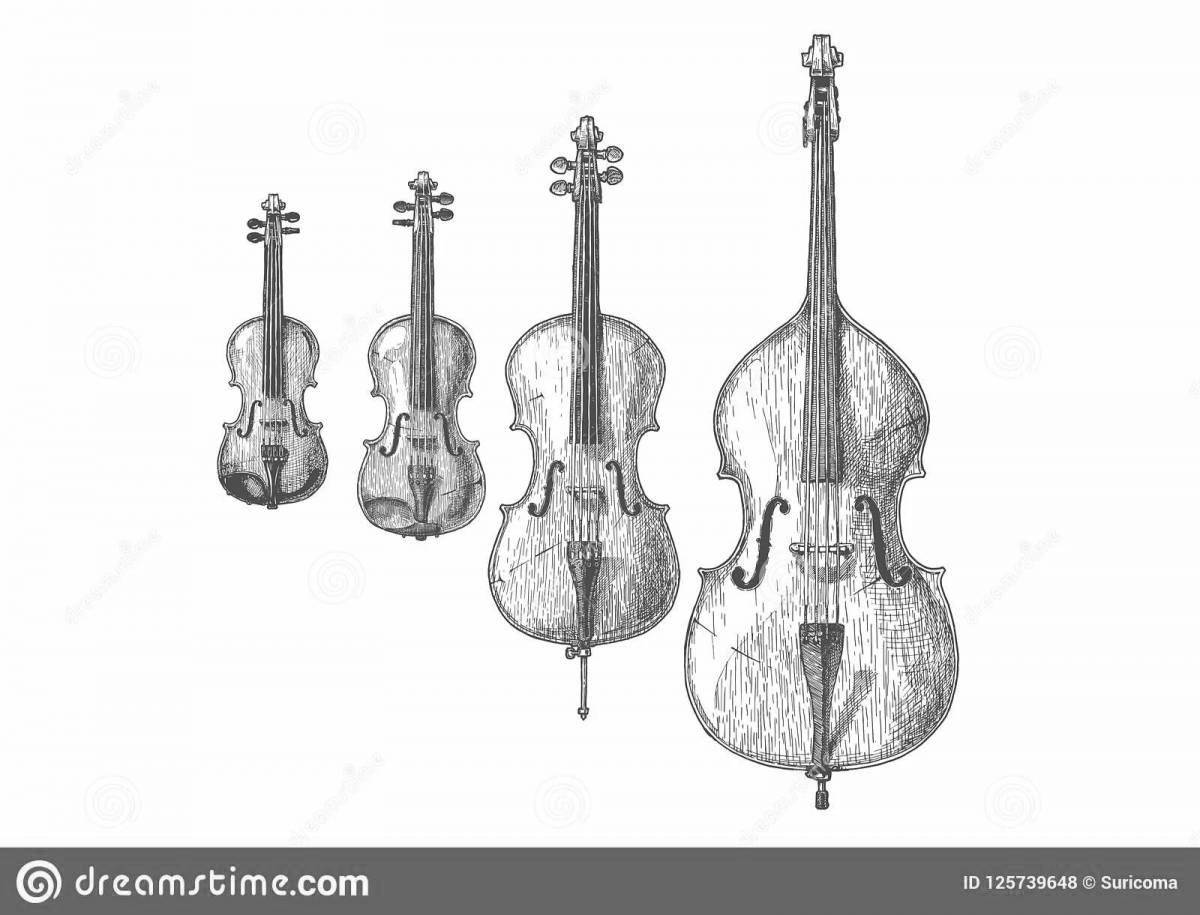 Очаровательная скрипка и виолончель раскраска