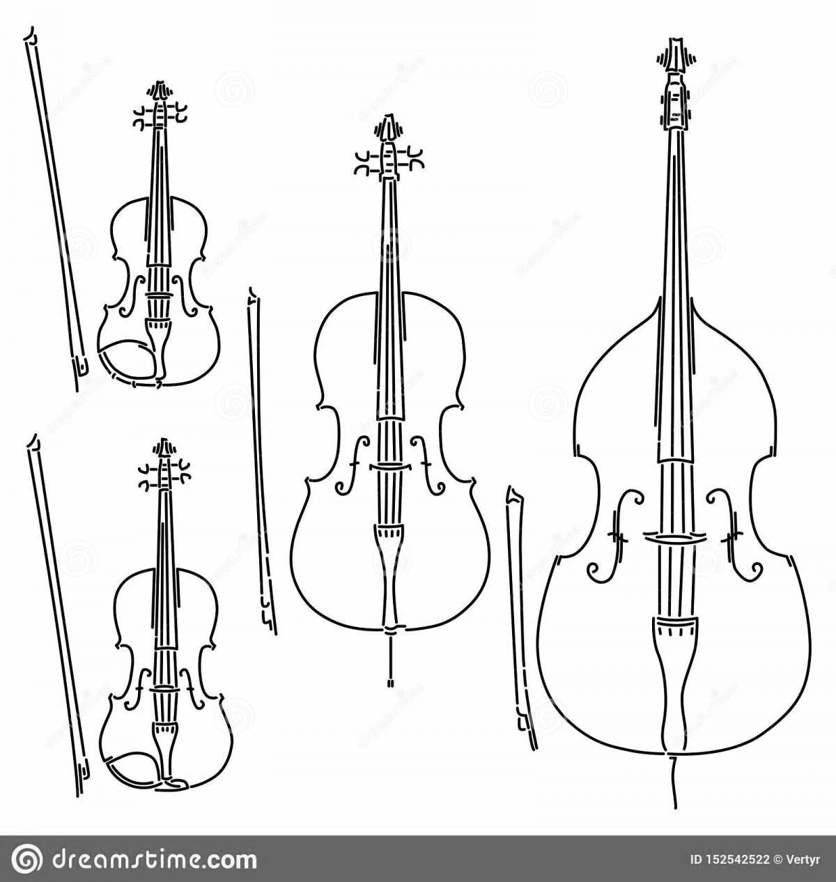 Прекрасная страница раскраски скрипки и виолончели