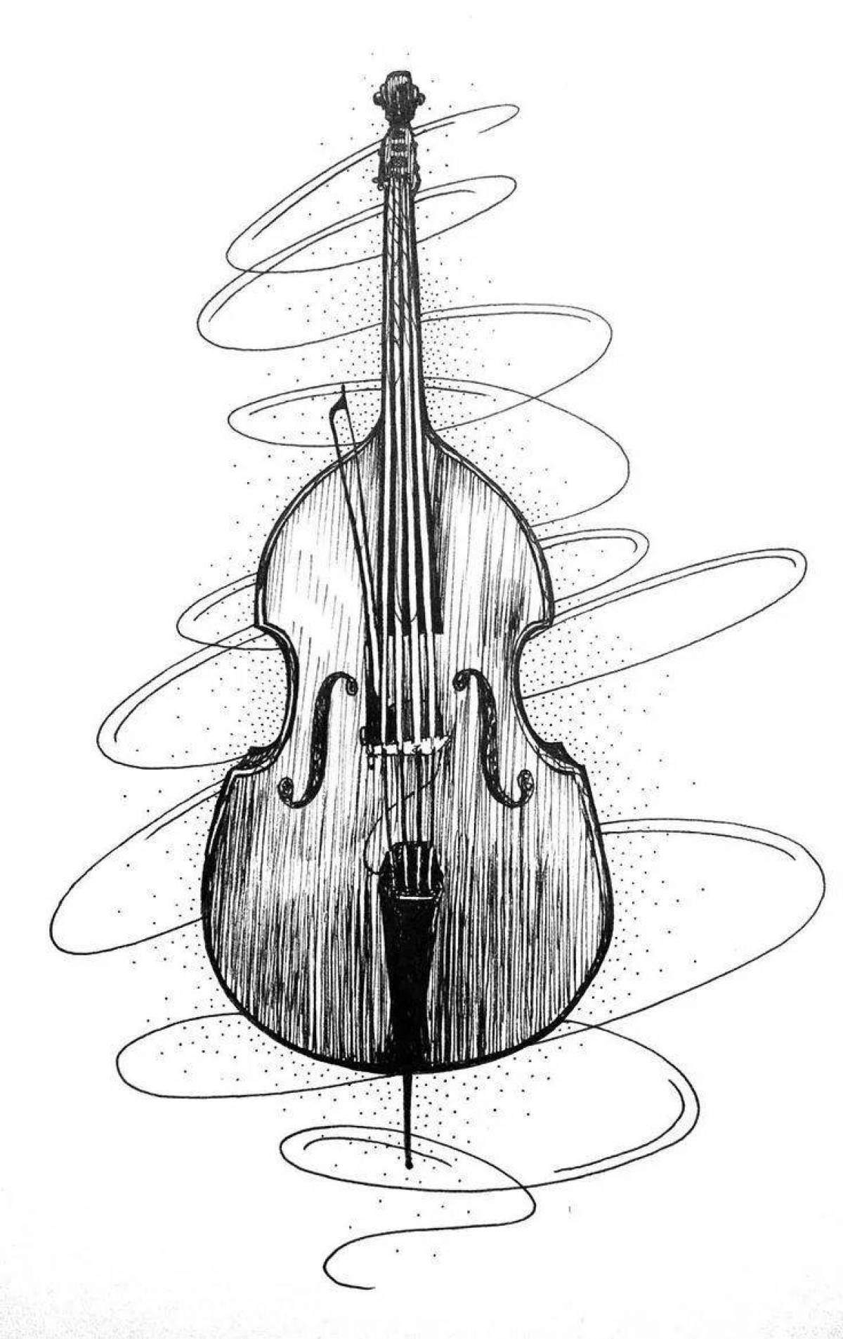 Coloring page majestic violin and cello