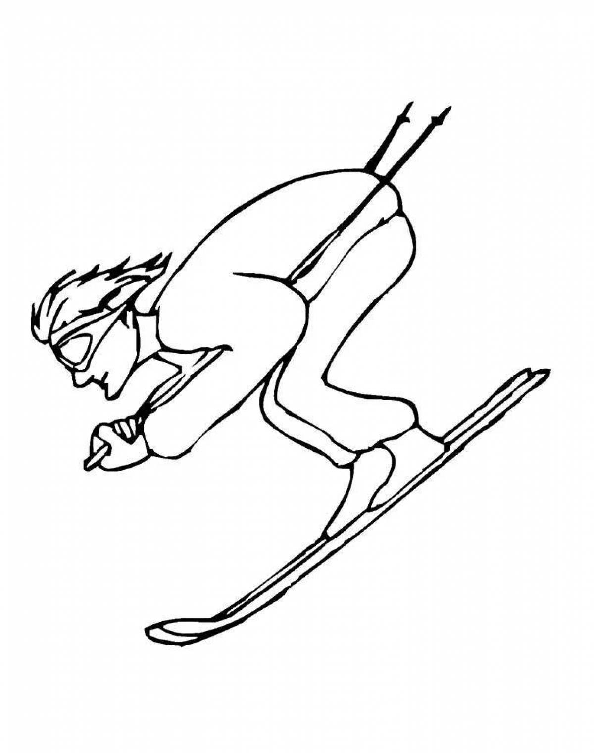 Bright man on skis