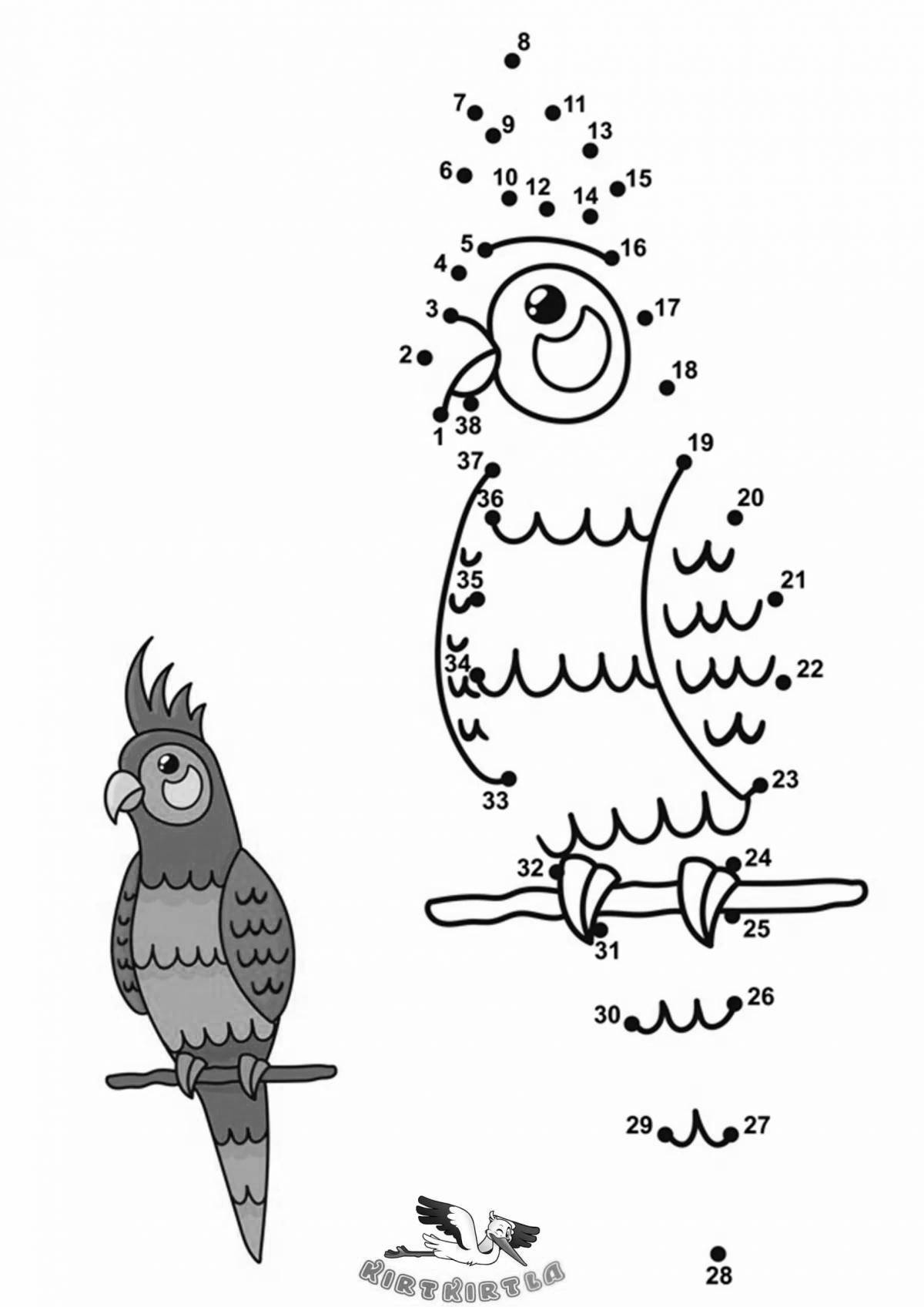 Раскраска дружелюбный попугай по номерам