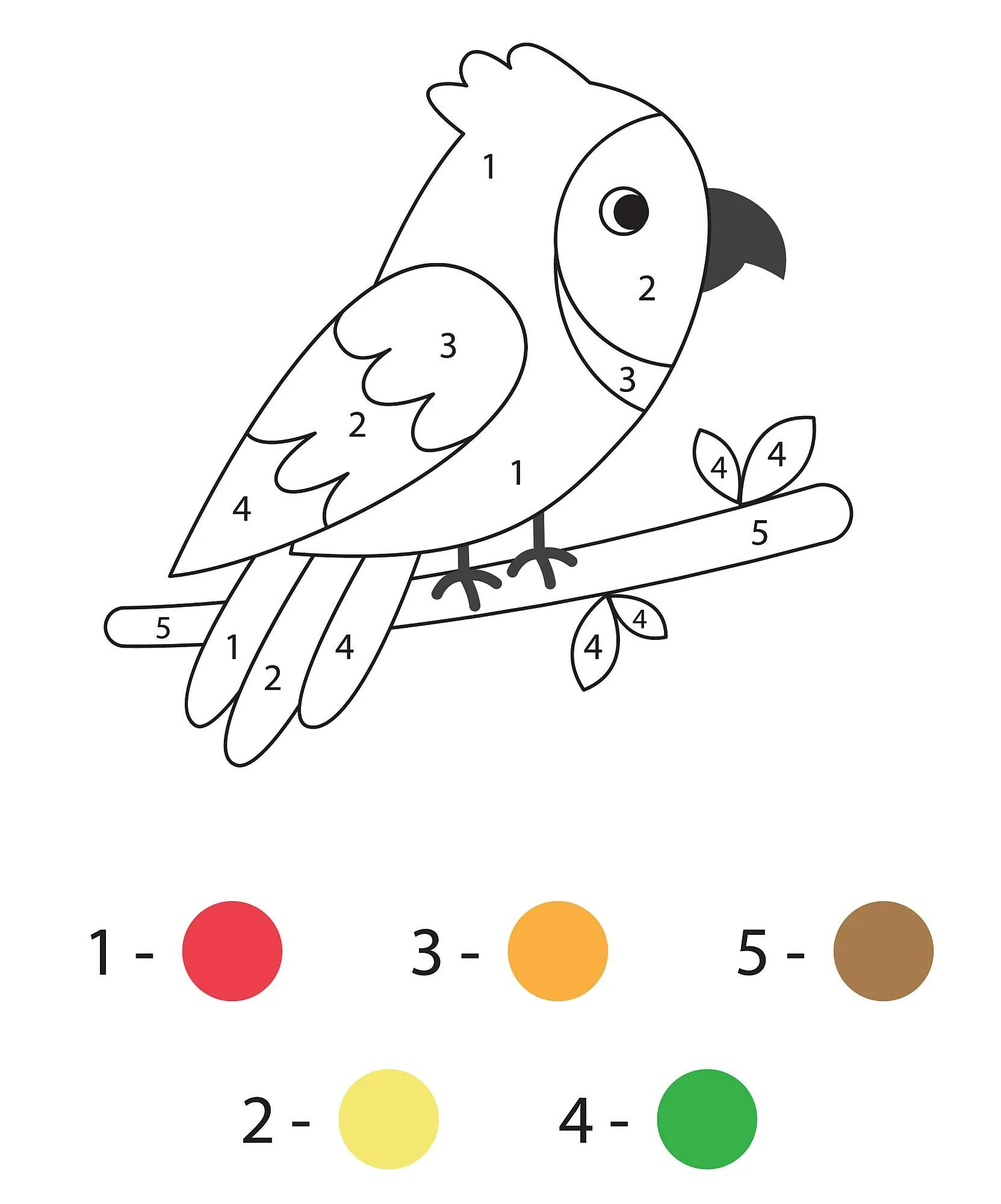 Раскраска блестящий попугай по номерам