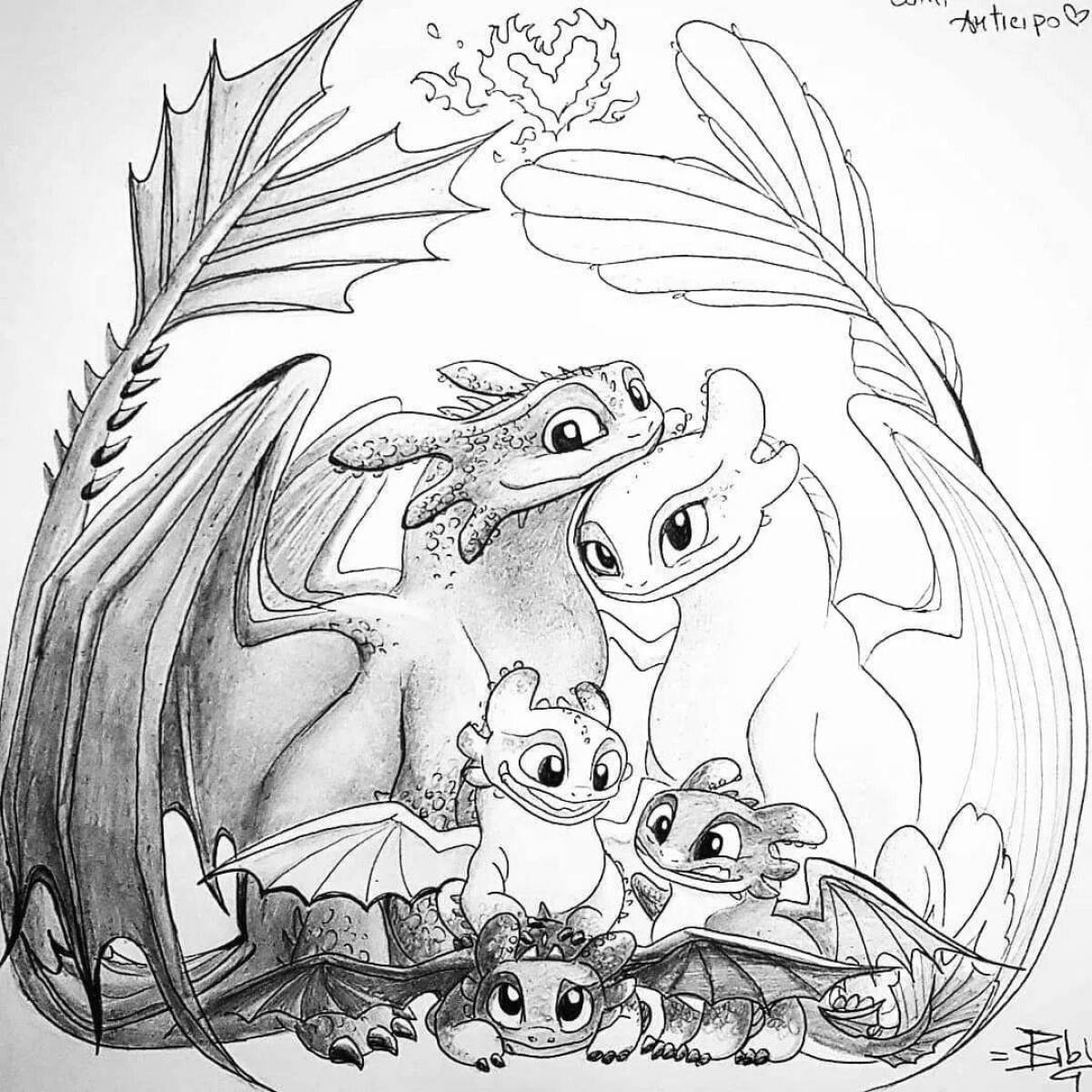 Glowing Night Fury coloring page