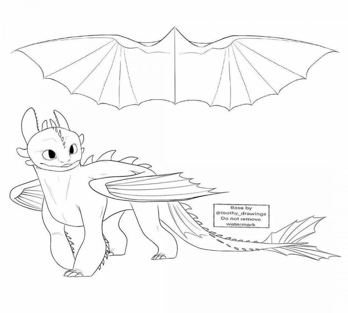 Brightly colored night fury coloring page