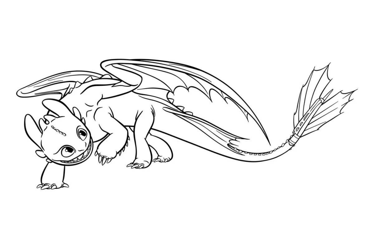 Colorfully colored night fury coloring page