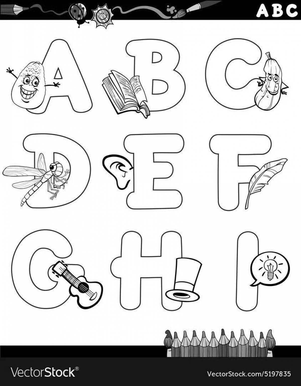 Fun alphabet lore english coloring page