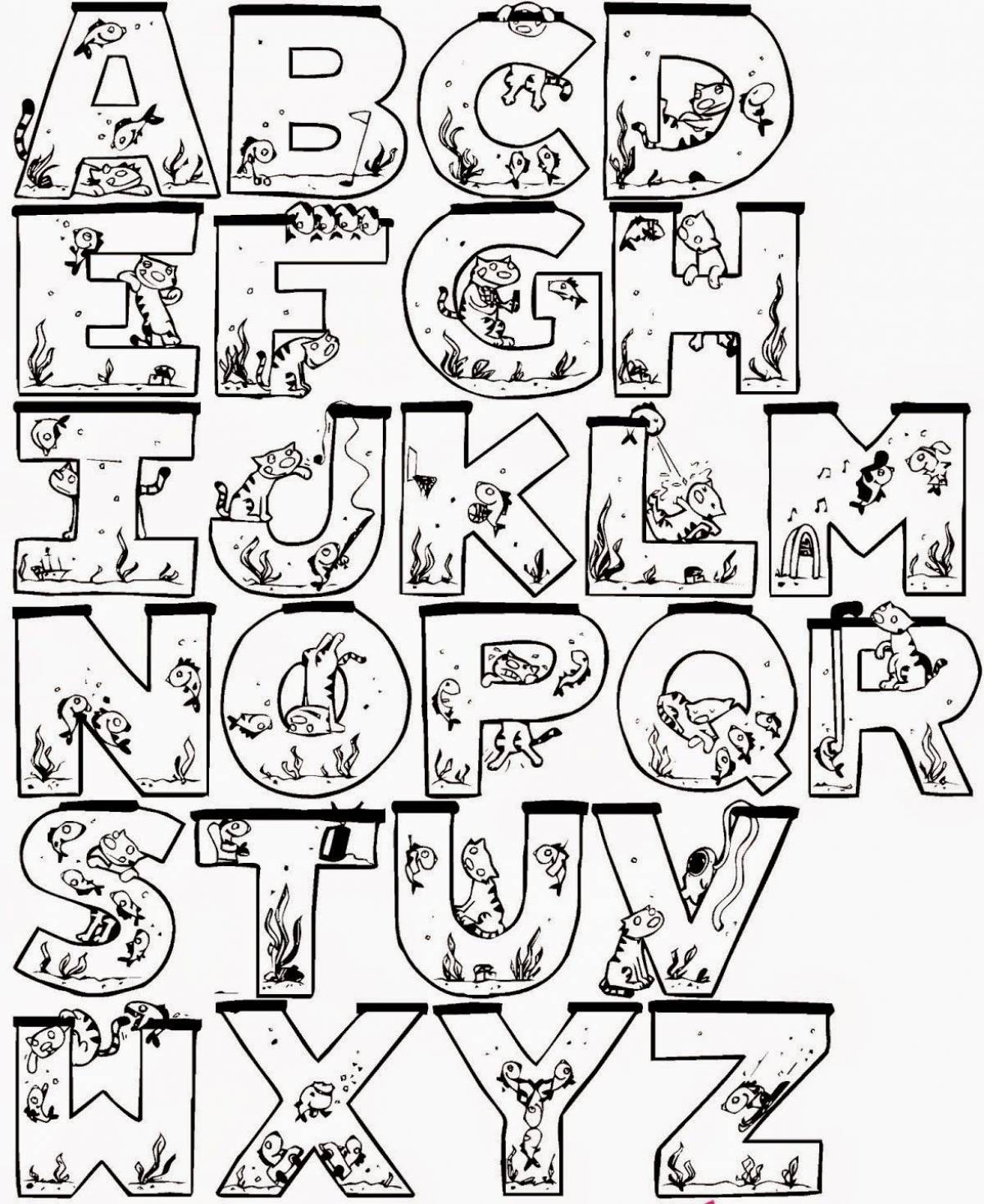 Coloring witty alphabet lore english
