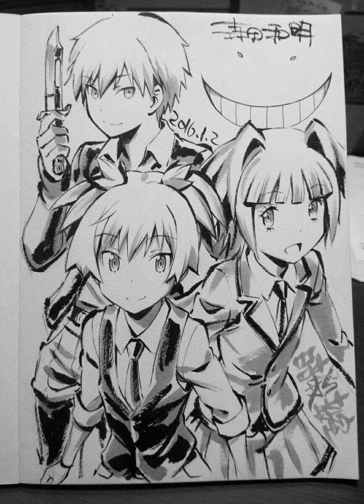 Раскраска очаровательный аниме класс убийца