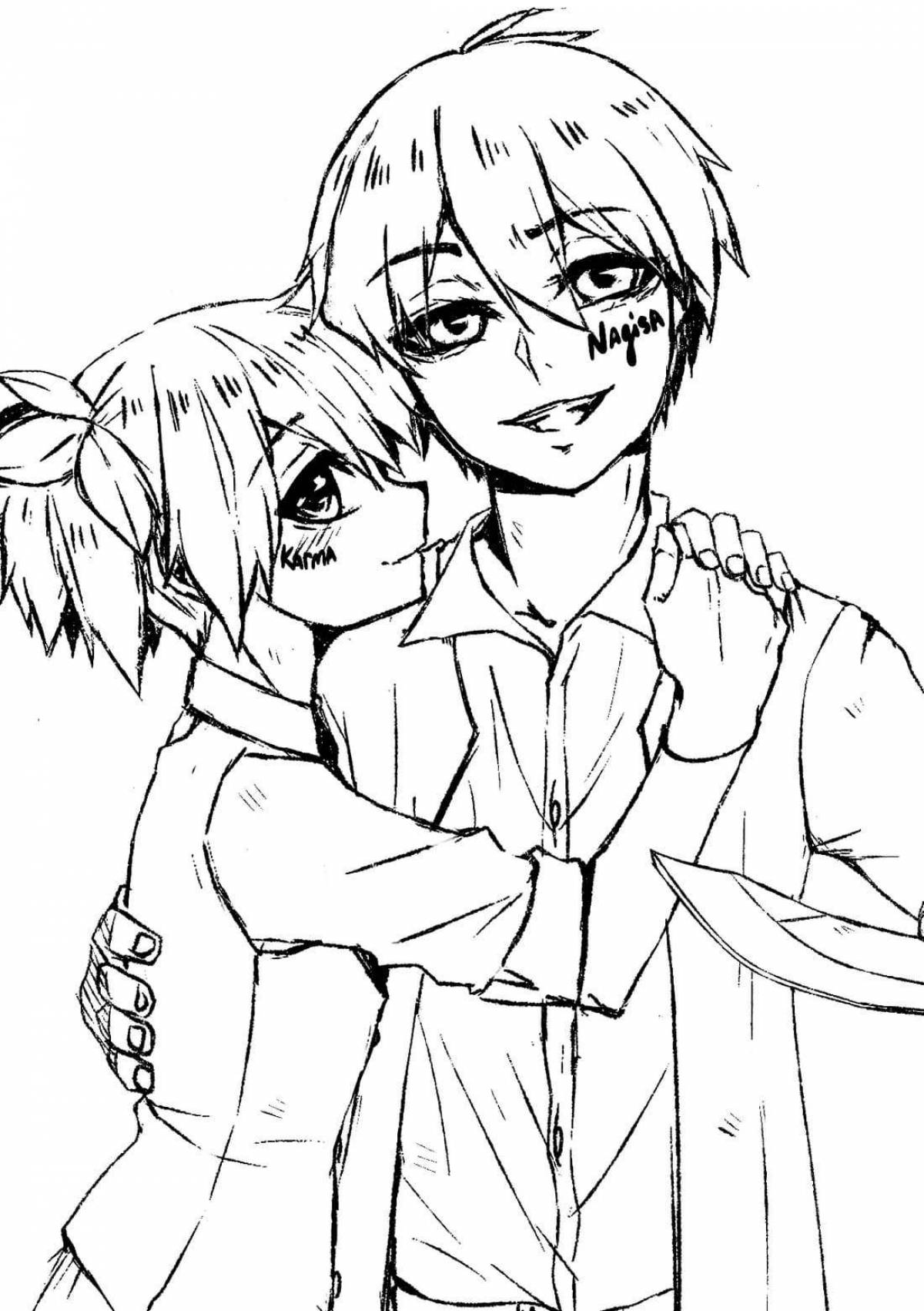 Игривая страница раскраски аниме-убийцы