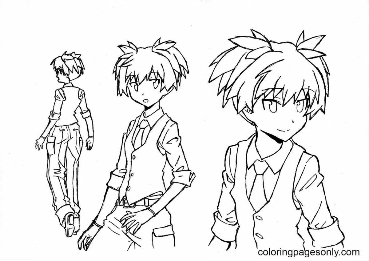 Smooth anime assassin coloring page