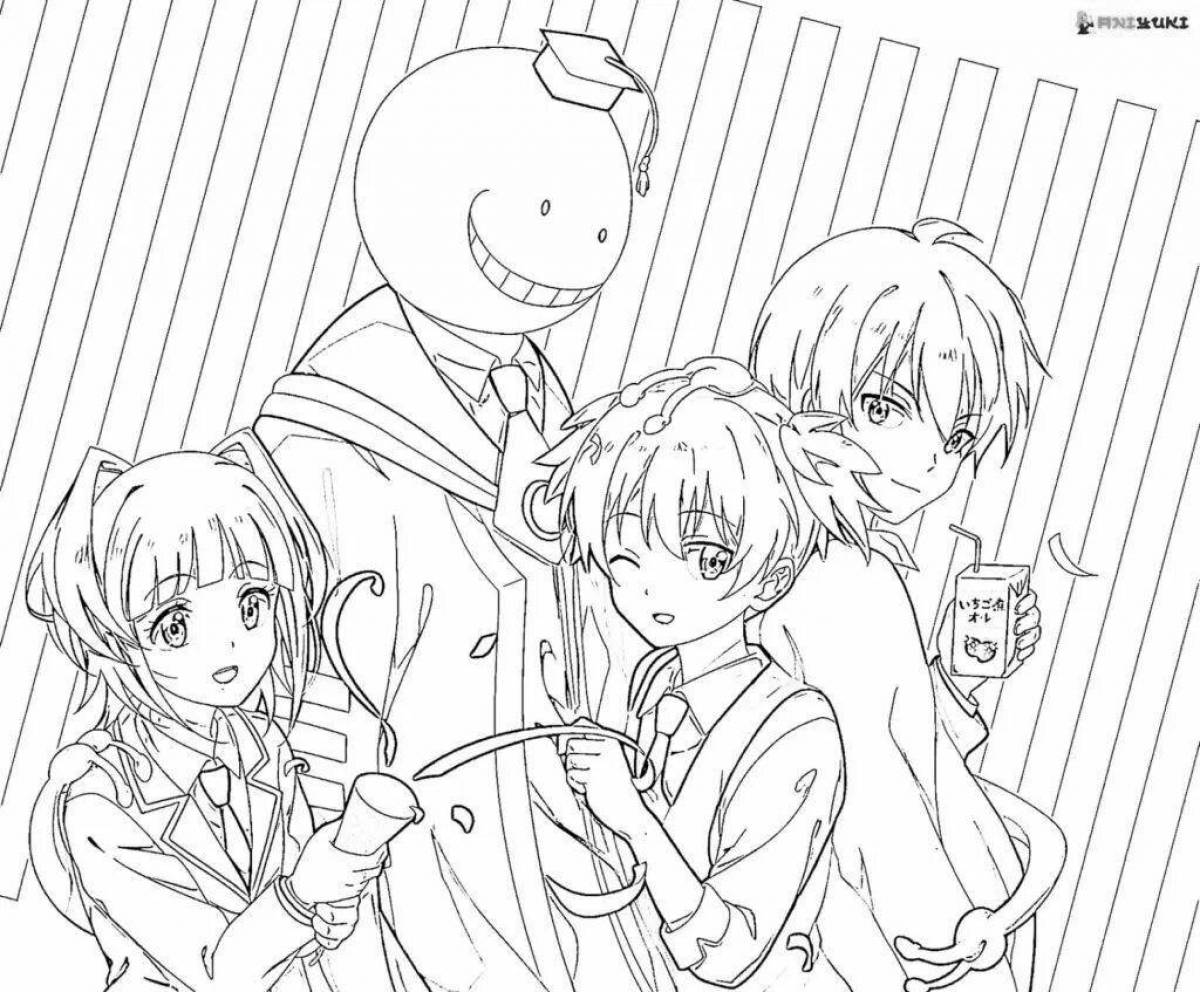 Раскраска стильный аниме-убийца класса