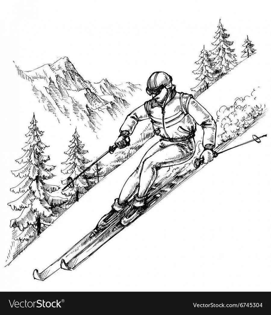 Лыжник эскиз
