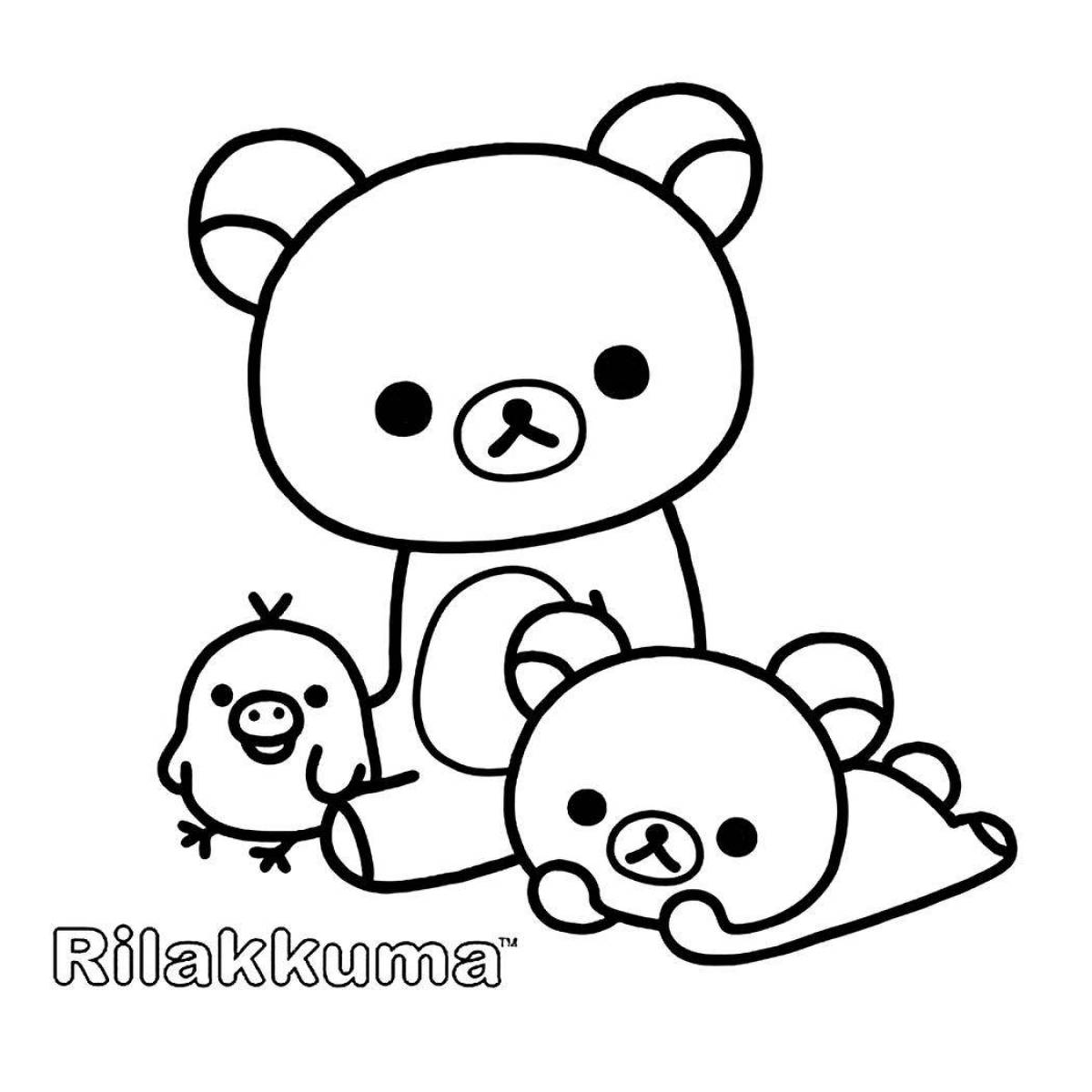 Милые картинки раскраски. Корейские раскраски милые. Рилаккума раскраска. Раскраски кавайных животных. Корейские раскраски милые.