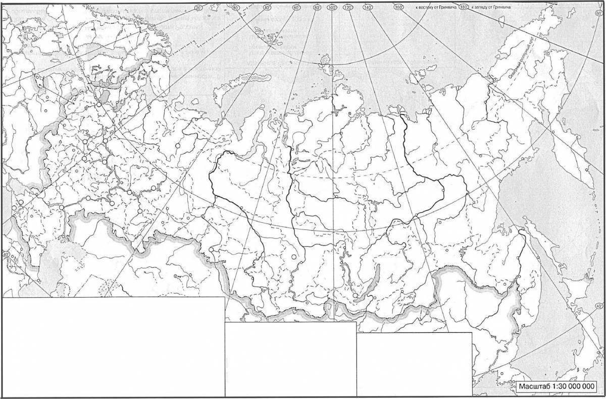 Политико-административная карта России контурная карта 8