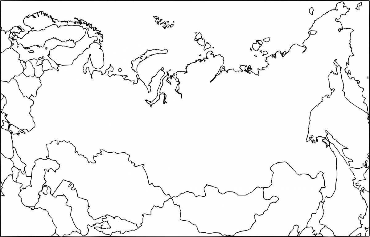 Контурная карта России с границами государств