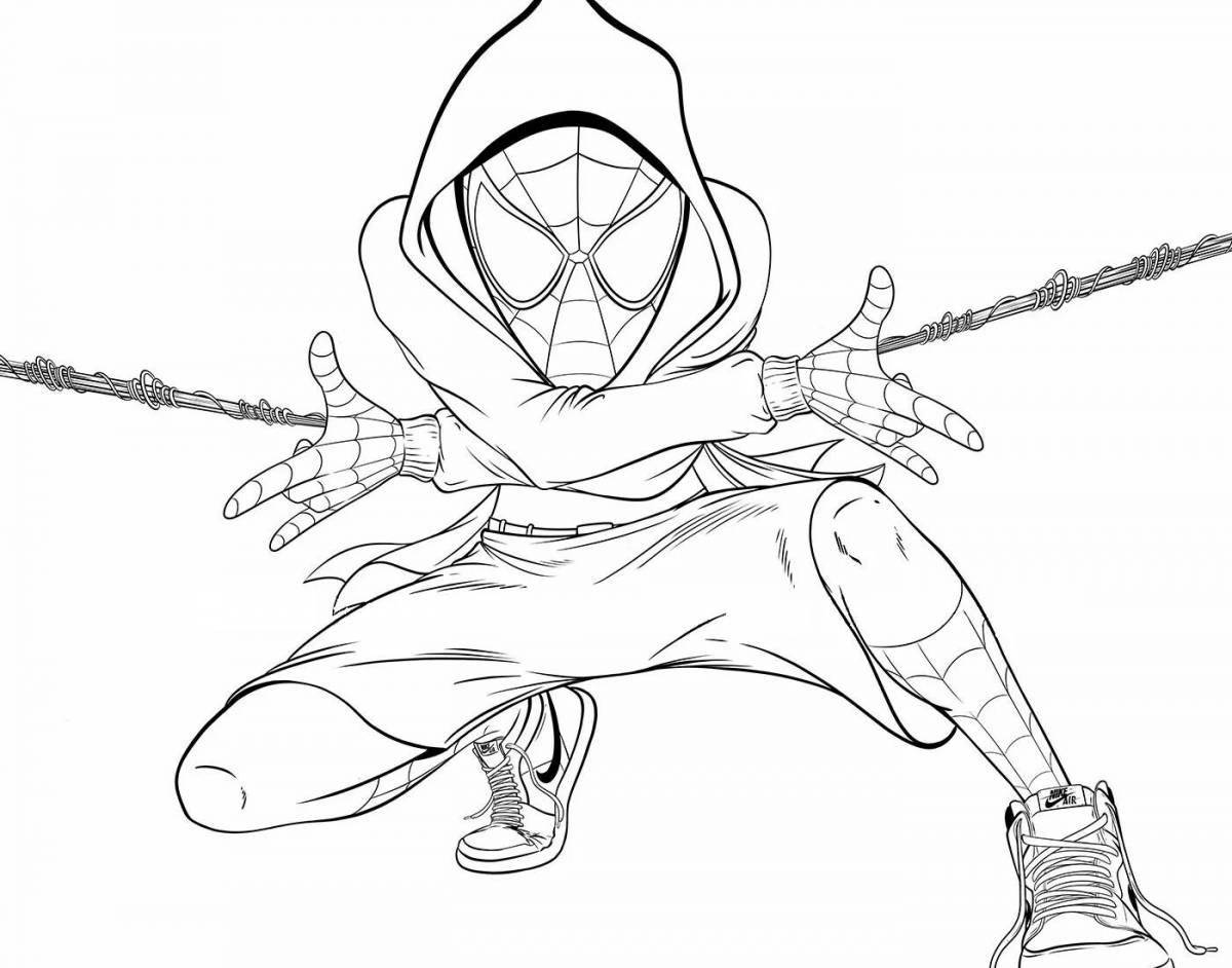 Colorful spiderman miles coloring book