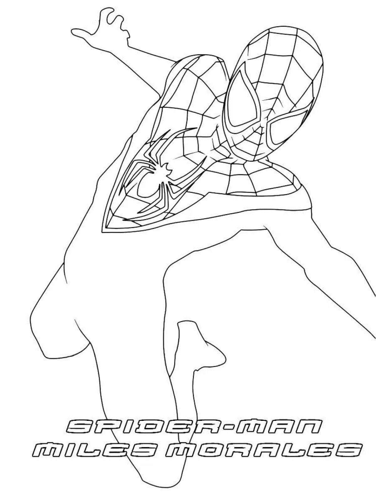 Яркая страница раскраски майлза человека-паука
