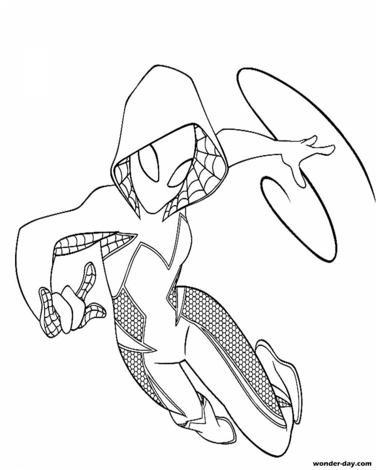 Coloring page glowing spider-man miles