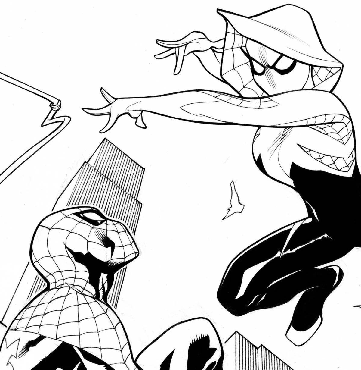 Peaceful spider-man miles coloring book