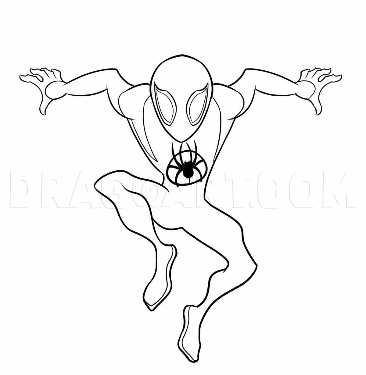 Раскраска бодрящий человек-паук майлз