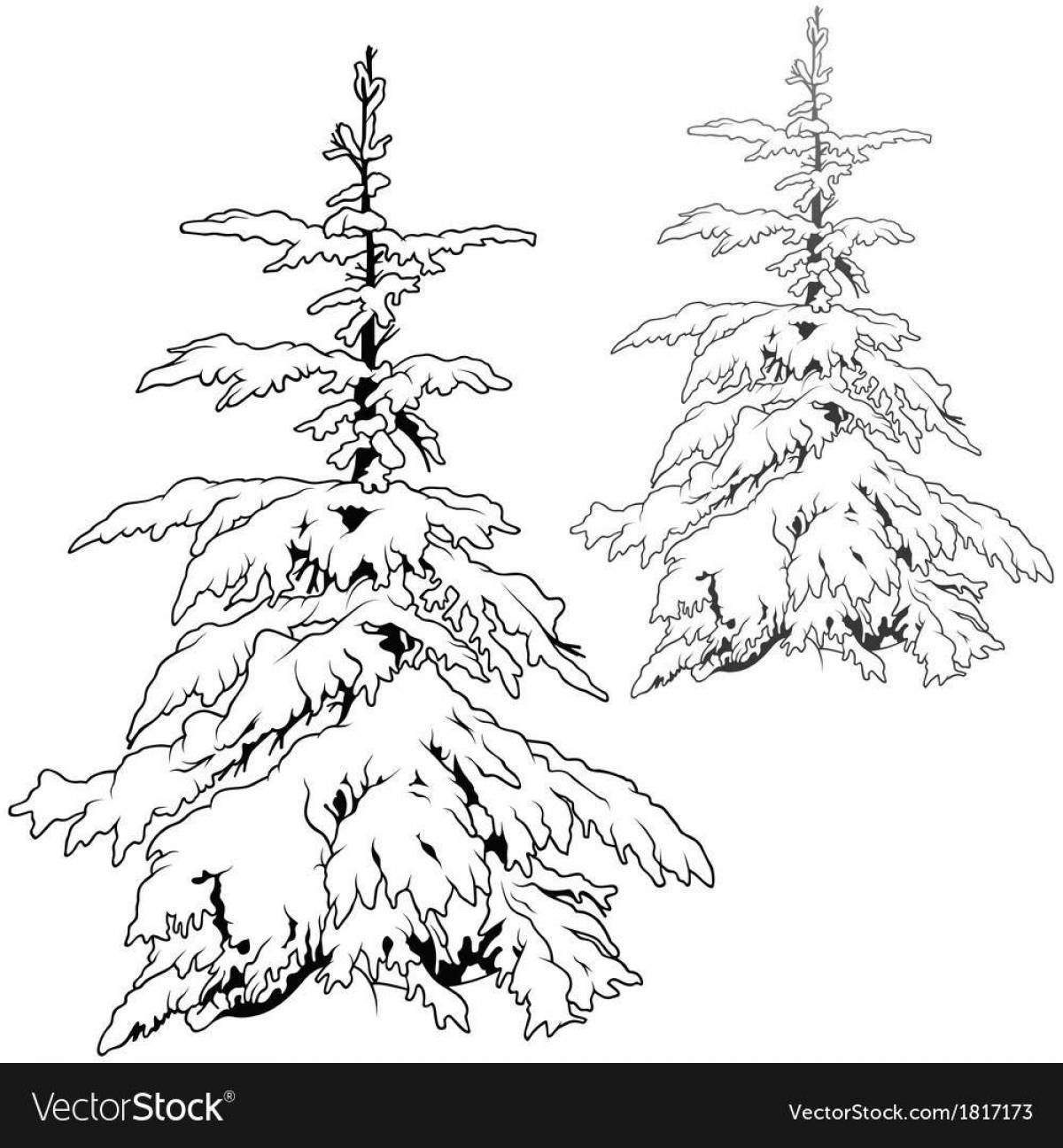 Adorable coloring of trees in the snow