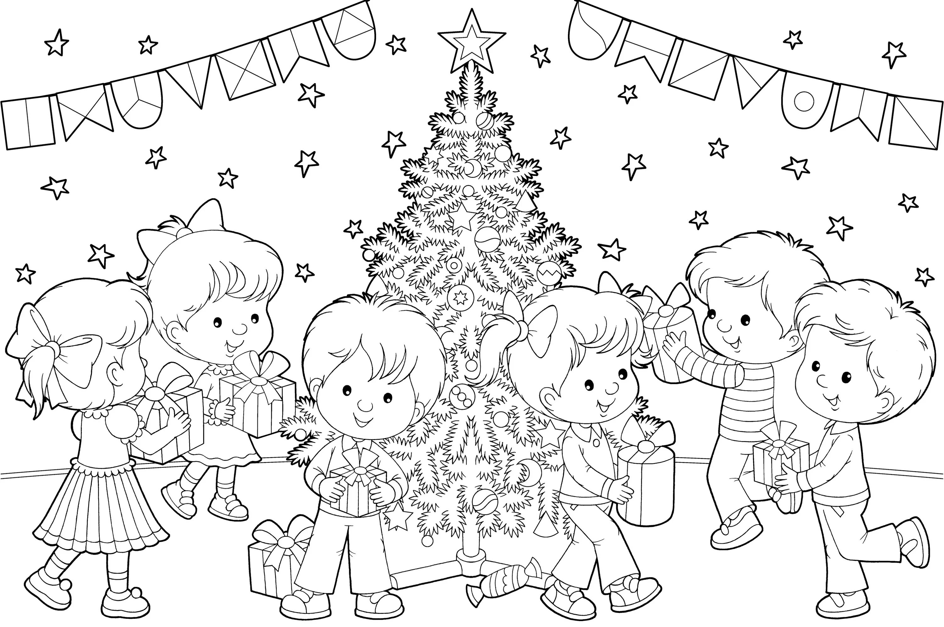 Coloring page festive new year