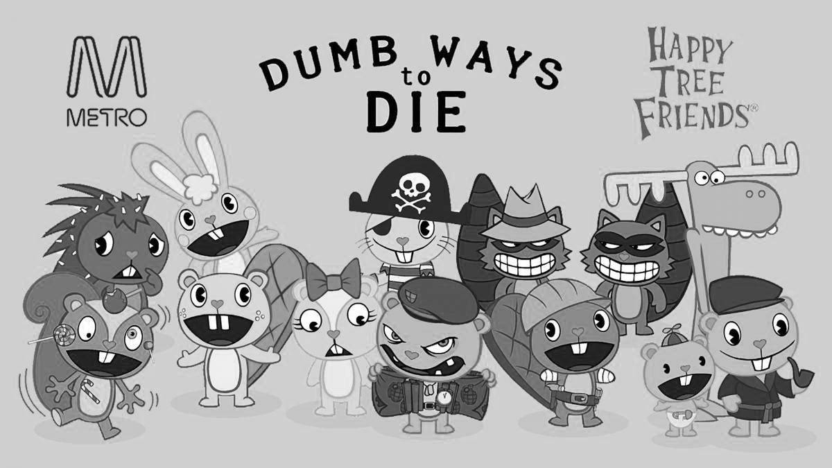 Glowing tree friends coloring page