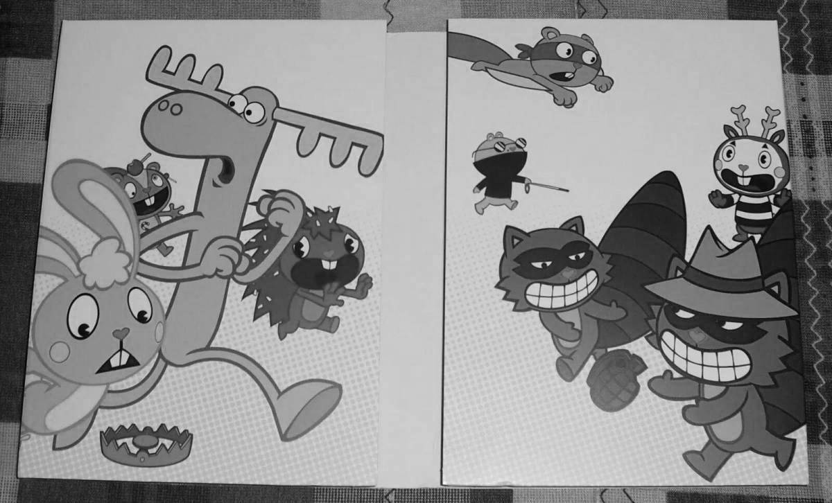 Coloring page excited forest friends