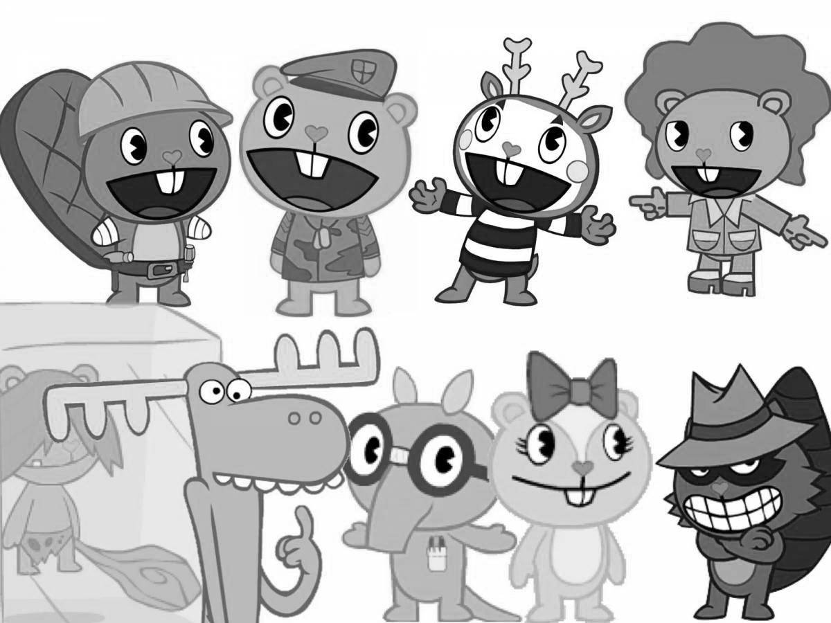 Glittering forest friends coloring page