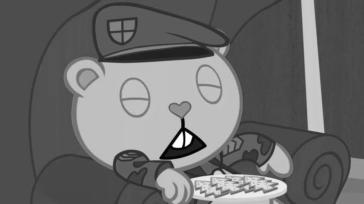 Content tree friends coloring page