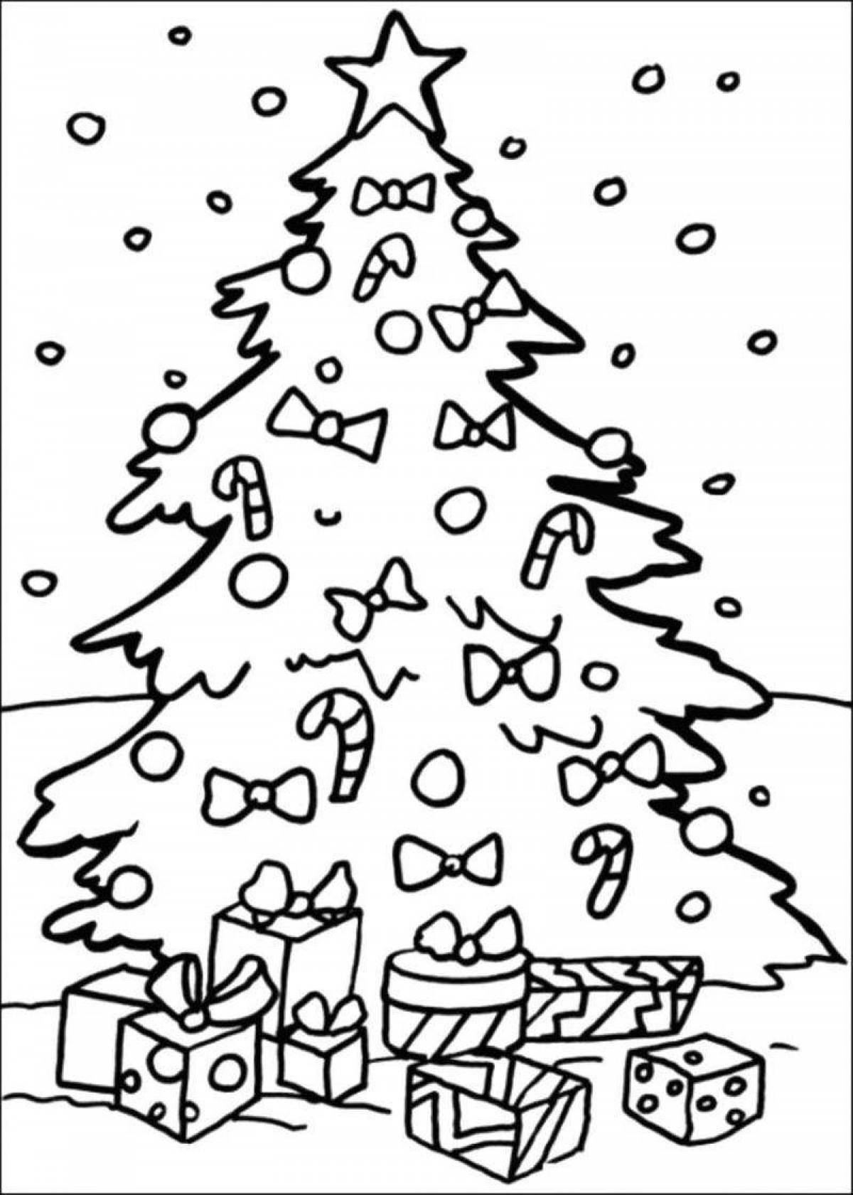 Красочная страница раскраски рождественской елки