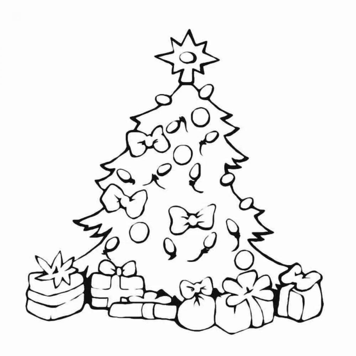 Glamorous Christmas tree coloring page