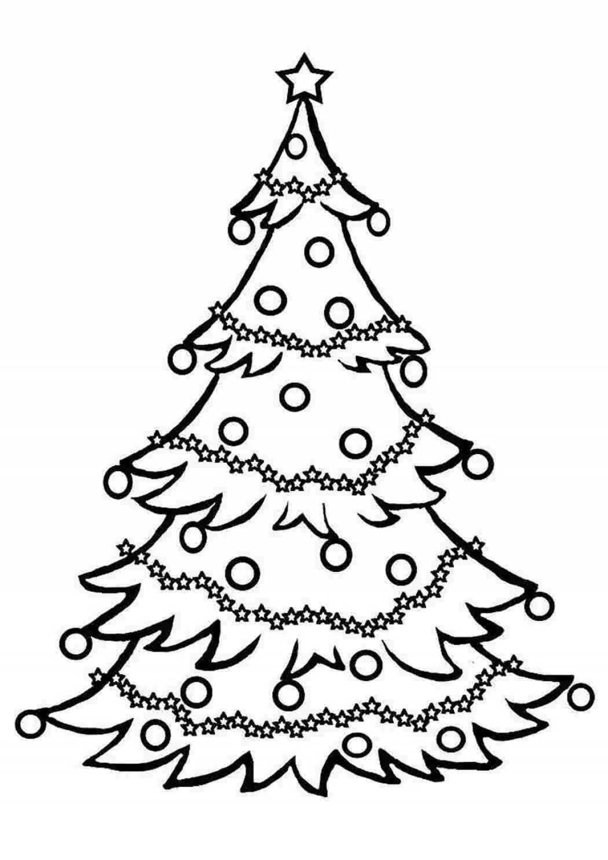 Glowing Christmas tree coloring page