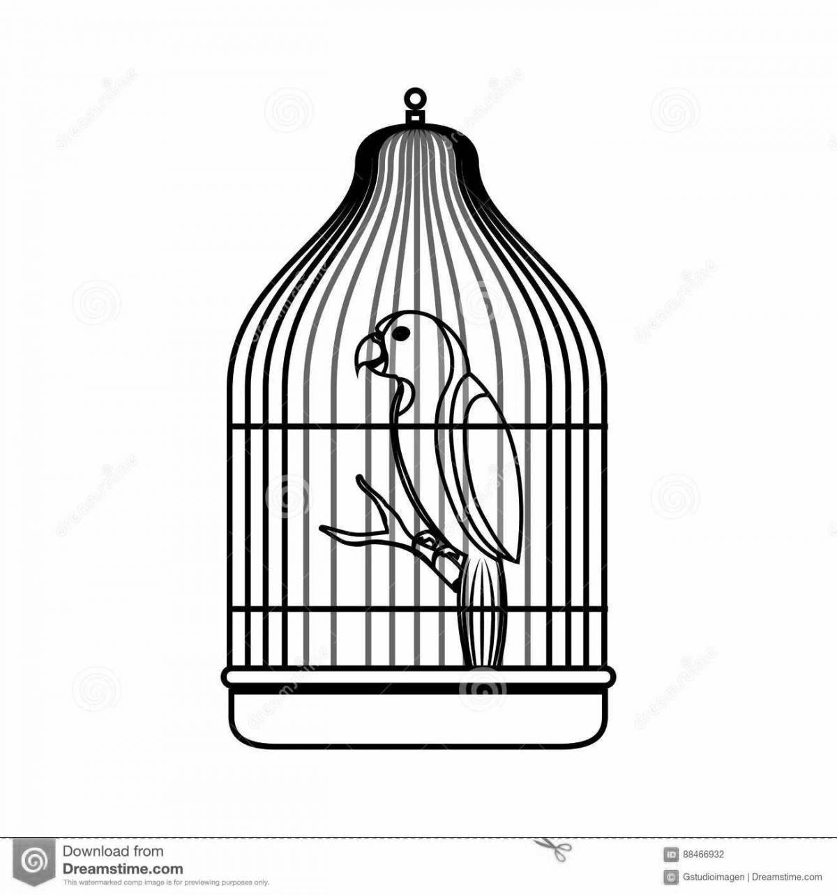 Delightful caged parrot