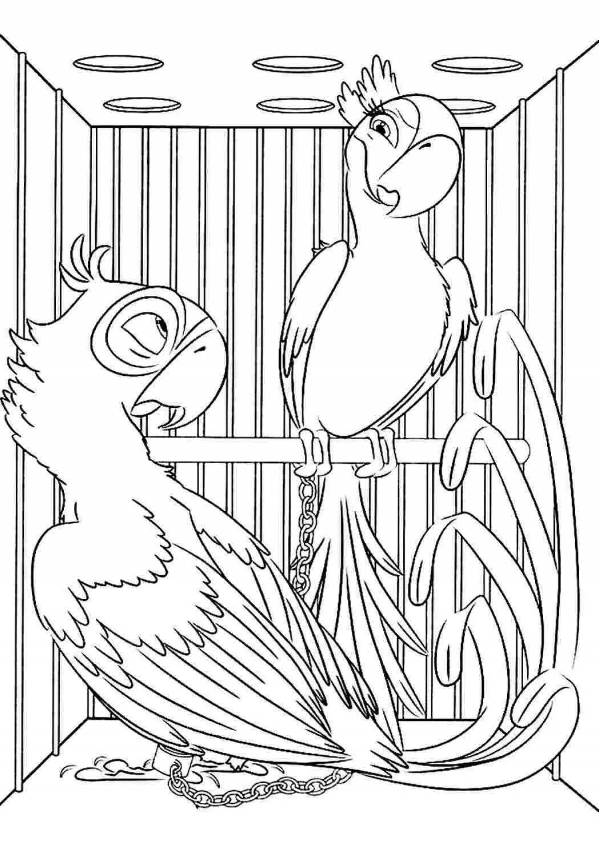 Radiant parrot in a cage