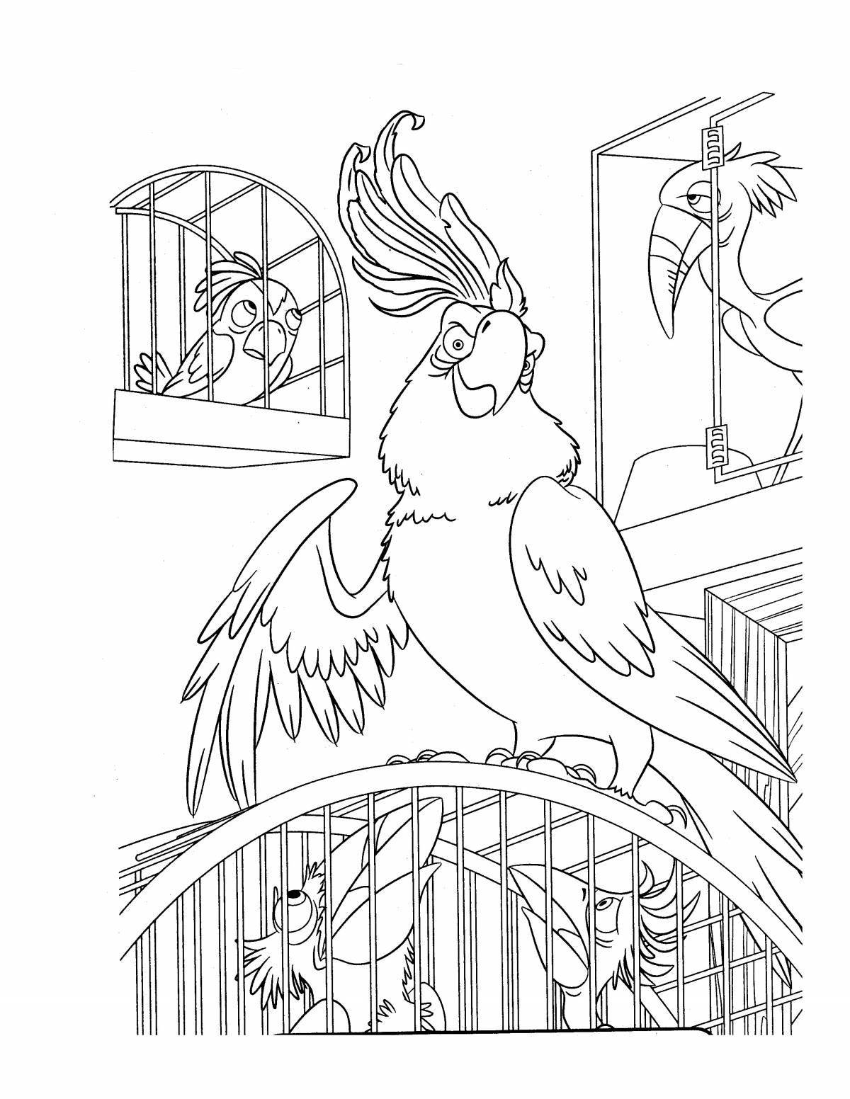 Exquisite caged parrot