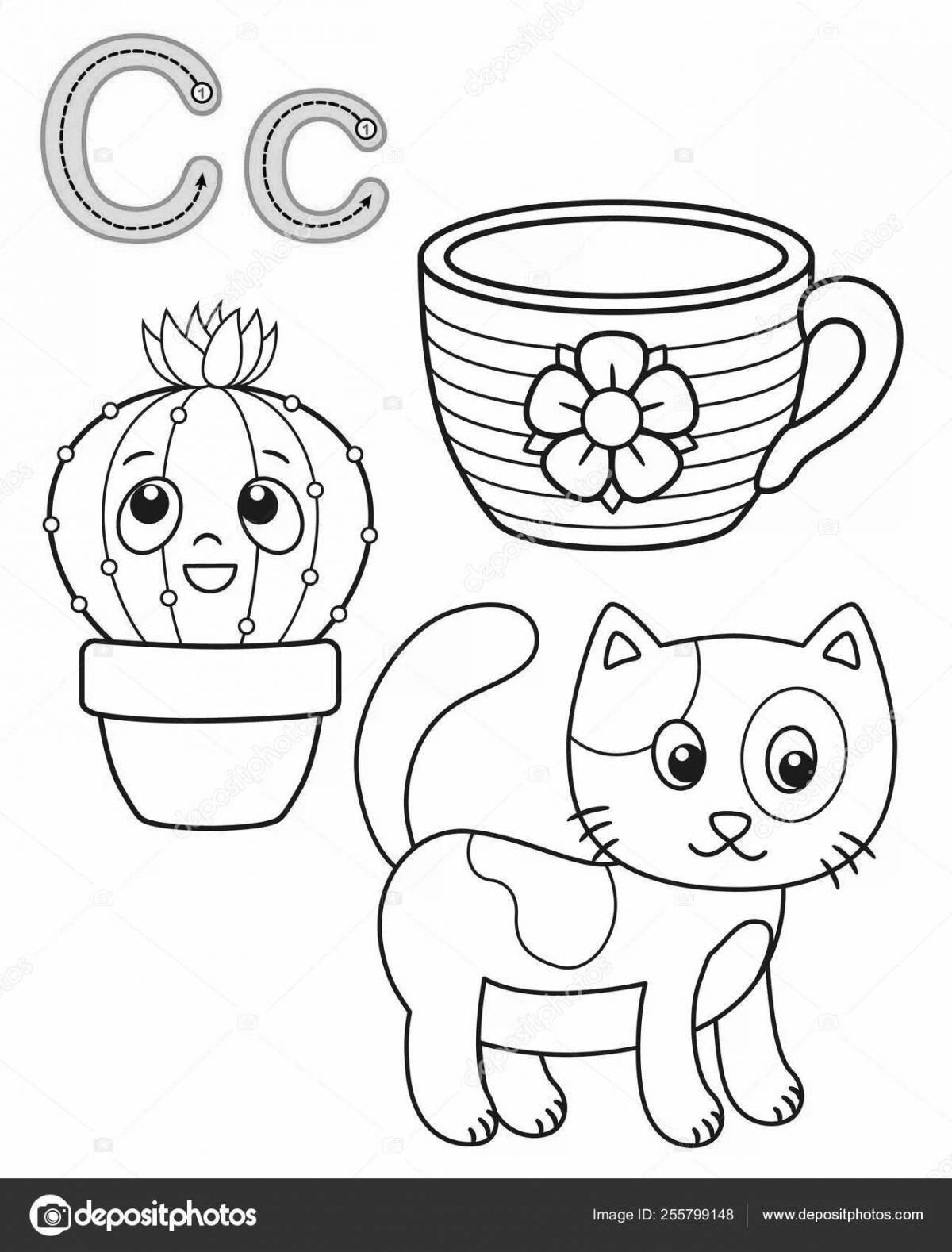 Coloring page adorable cat in a mug