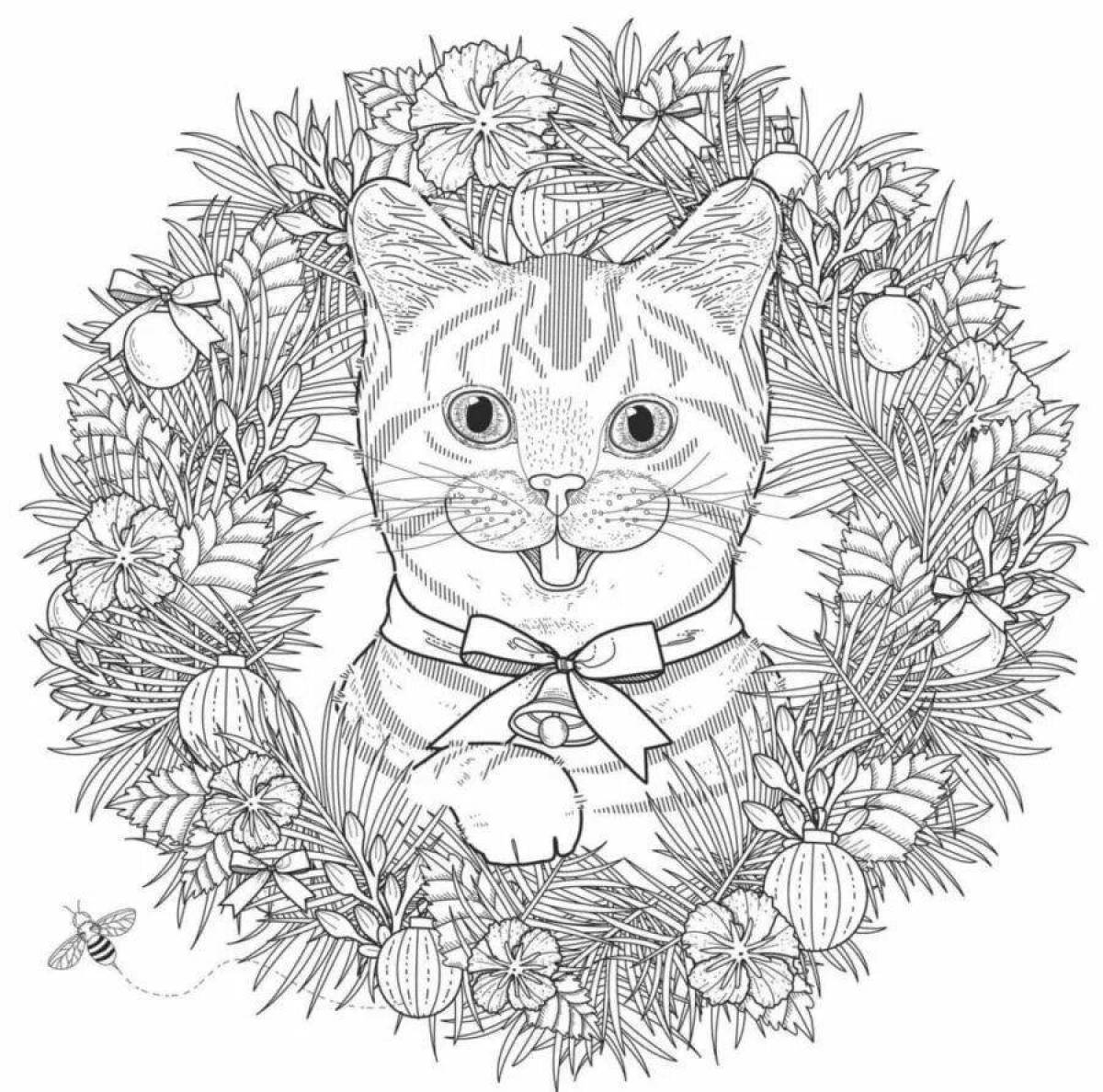 Silly cat in a mug coloring book