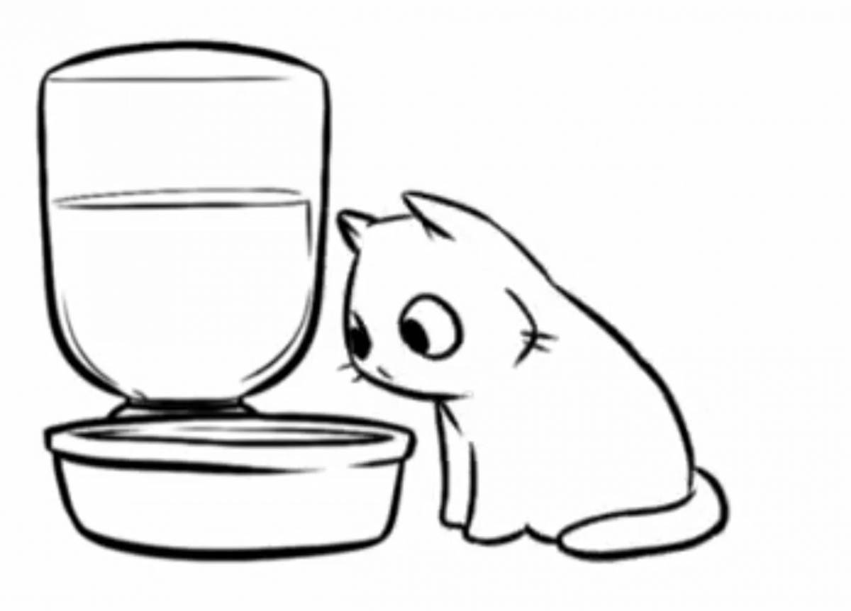 Coloring page witty cat in a mug