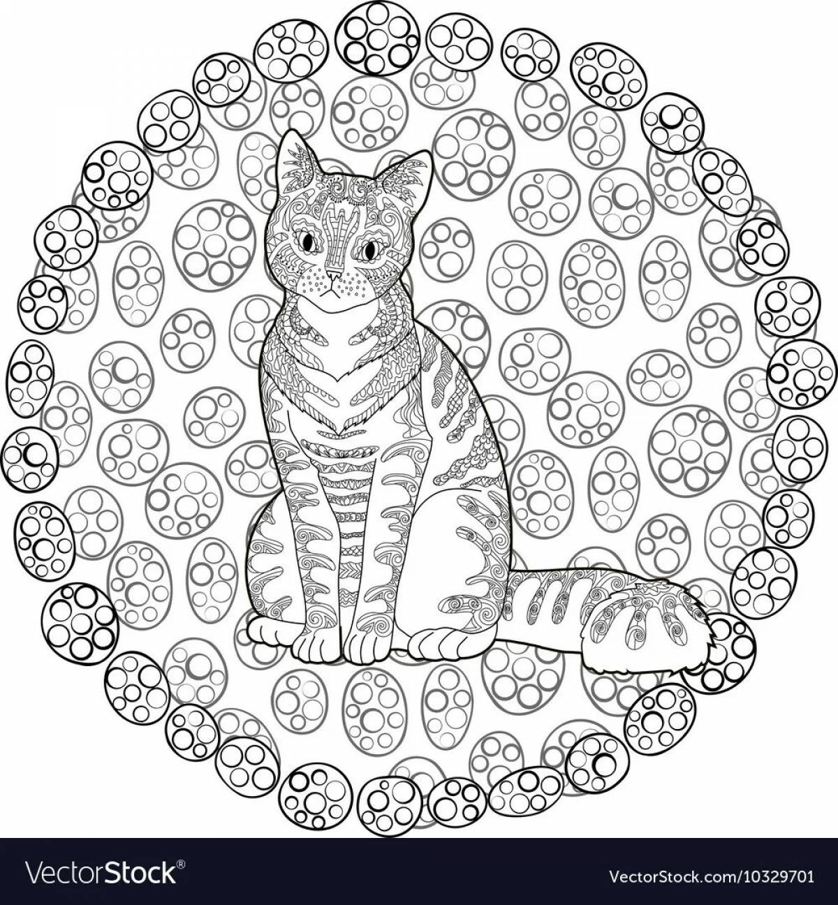 Раскраска кот в кружке