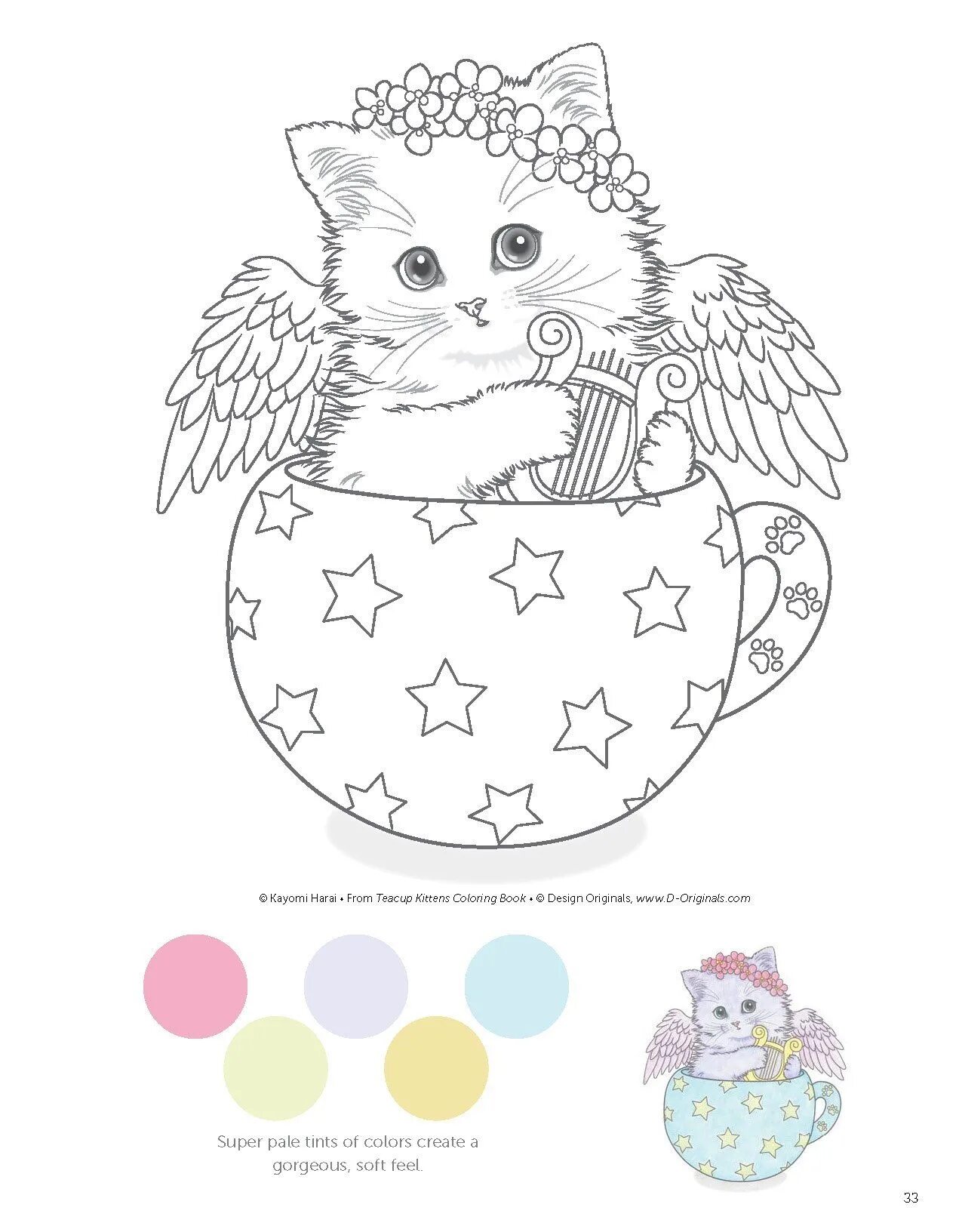 Cozy cat in a mug coloring page