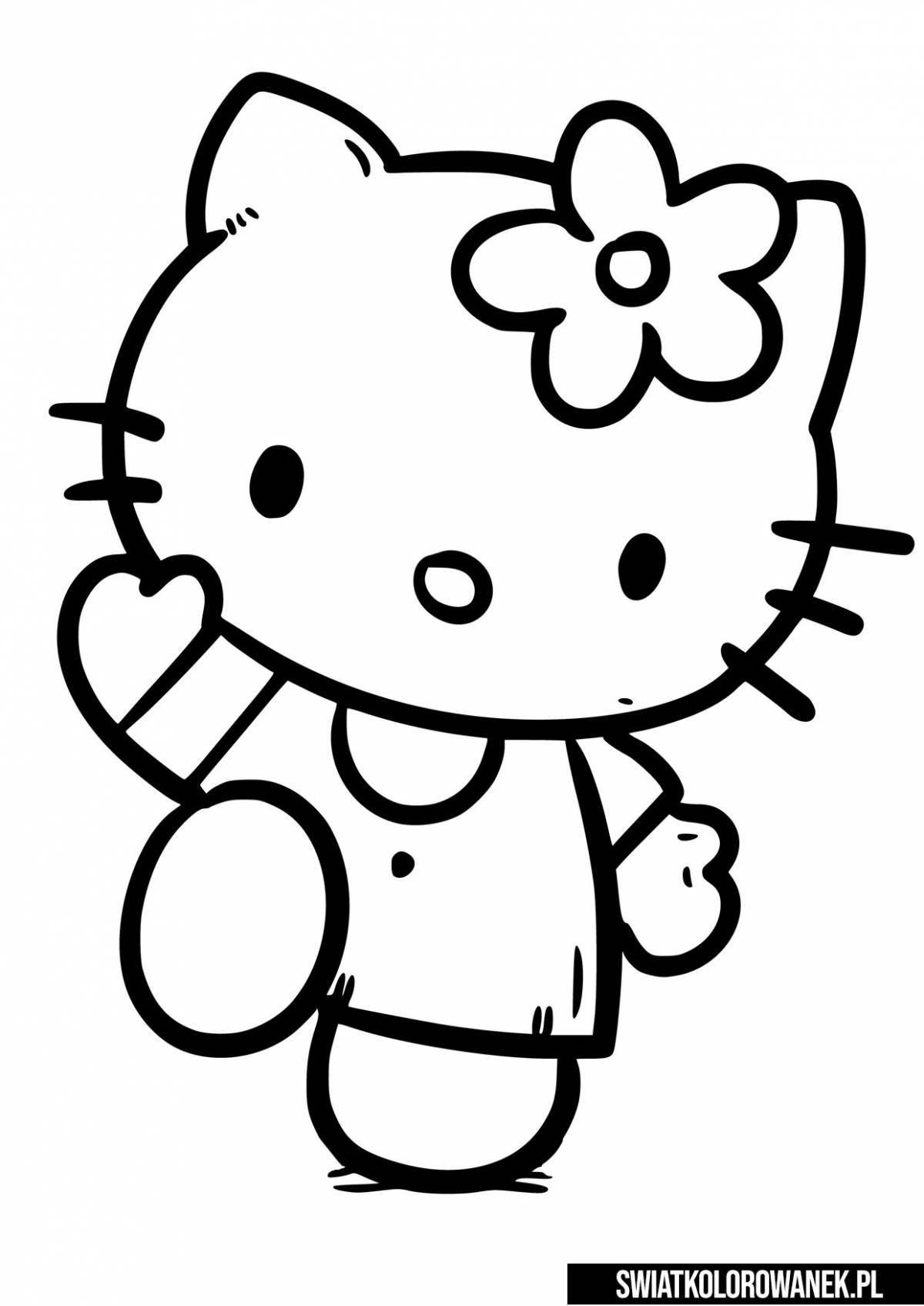 Fantastic hello kitty bunny coloring page