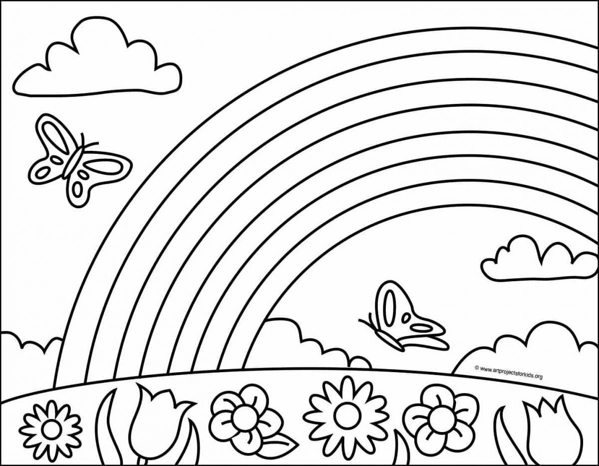 Анимированная страница-раскраска «радуга» для детей