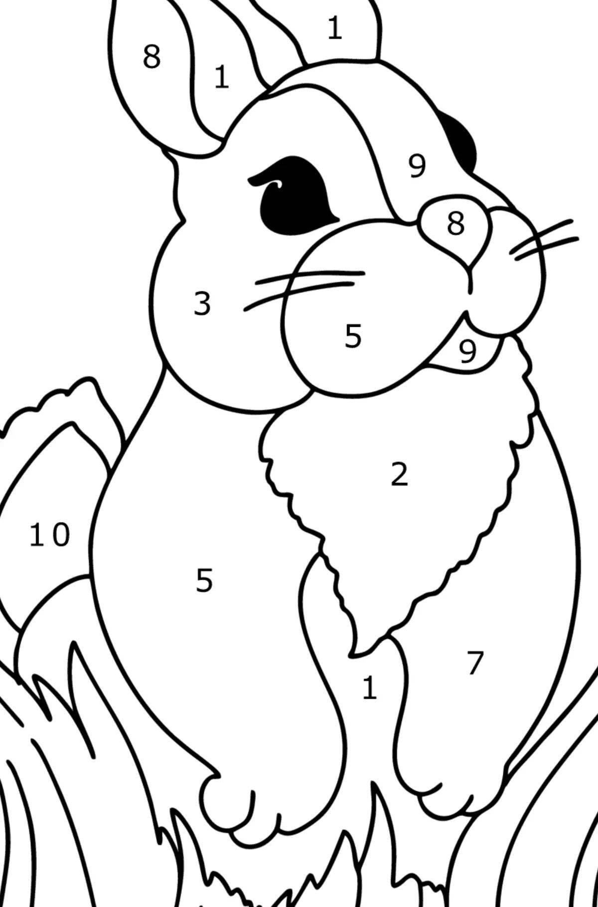 Раскраска интригующий заяц по номерам
