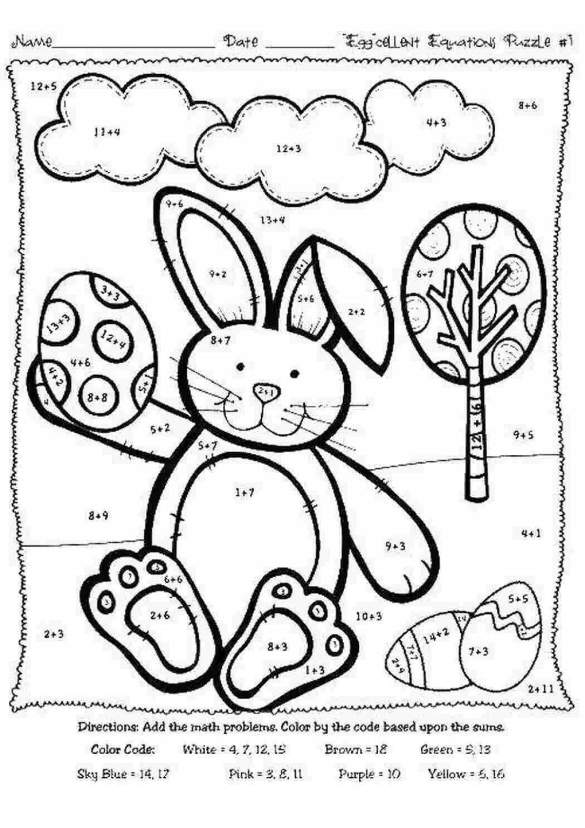 Attractive bunny coloring by numbers