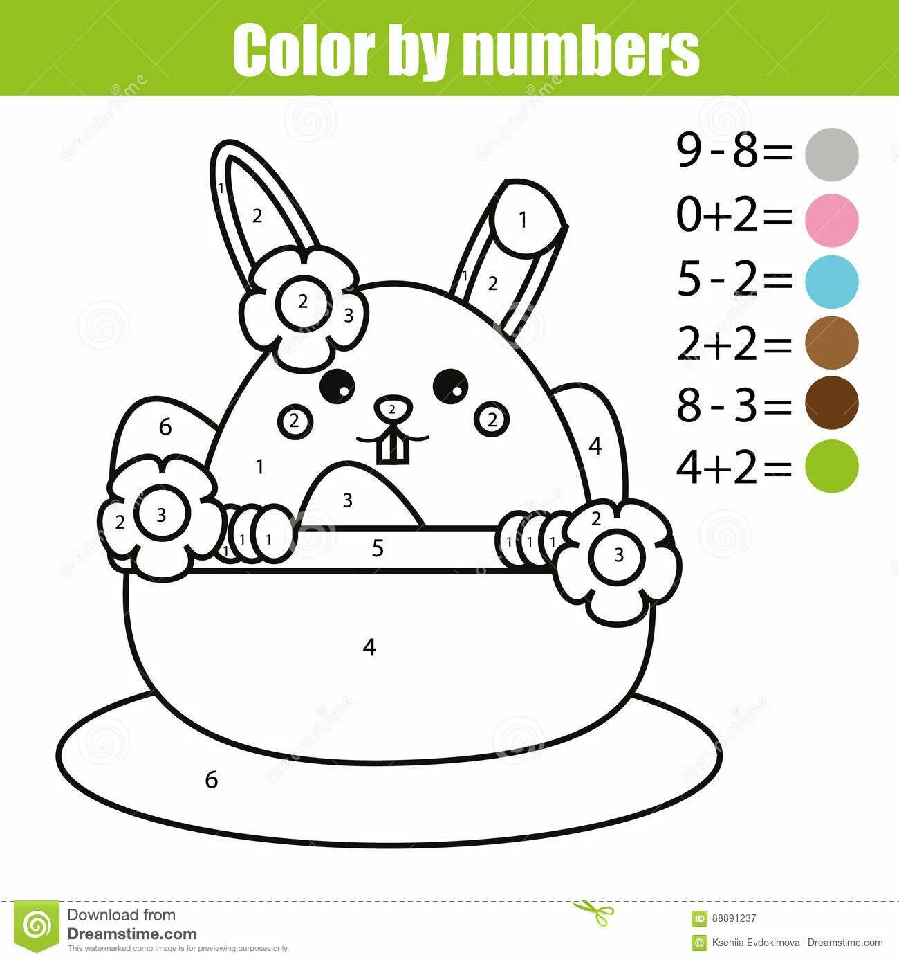 Flawless Bunny by Numbers coloring page