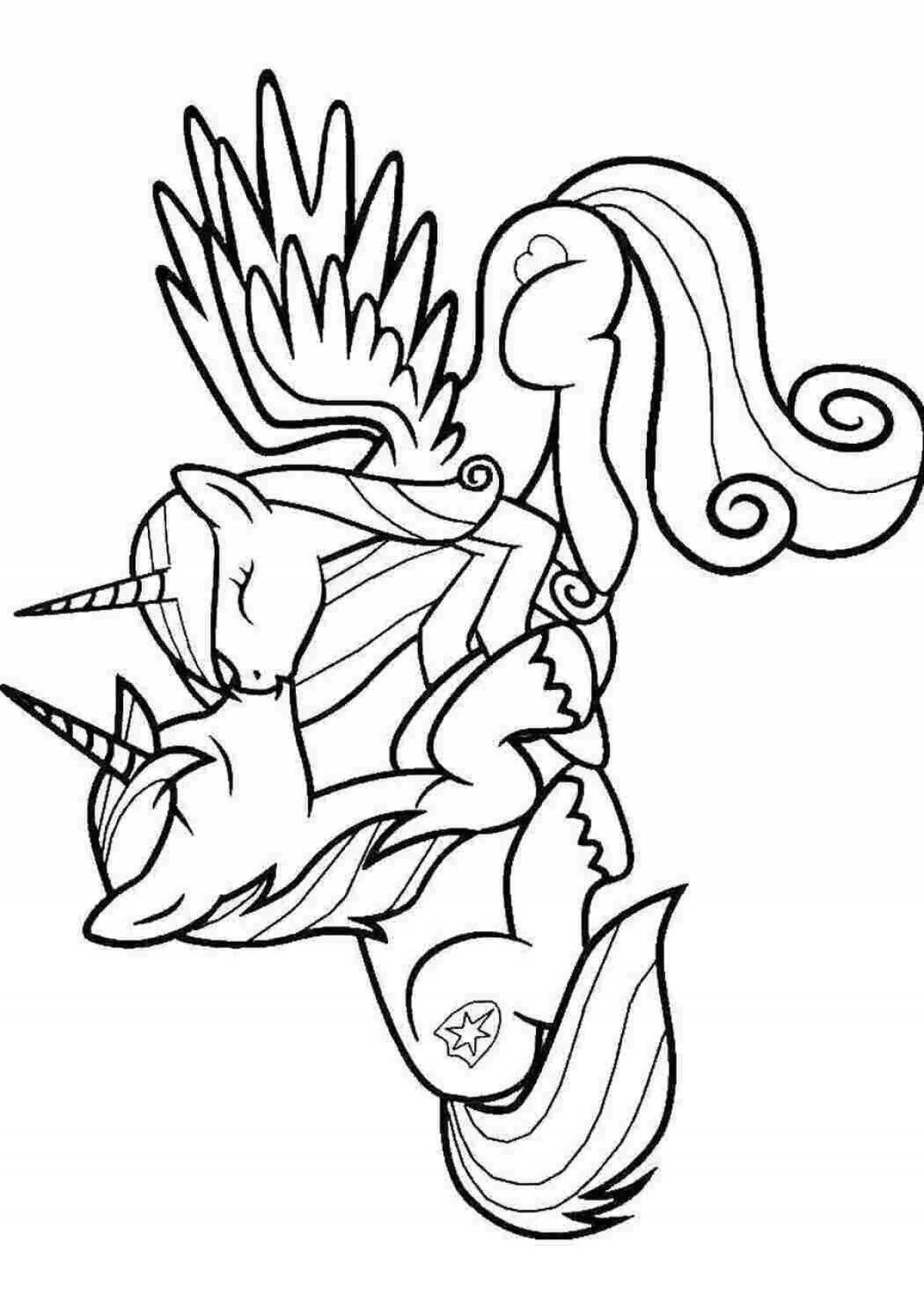 Coloring page bright ponyville pony