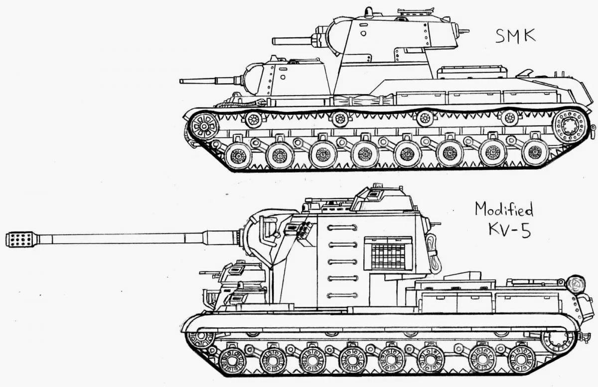 Раскраска элегантный танк кв 5
