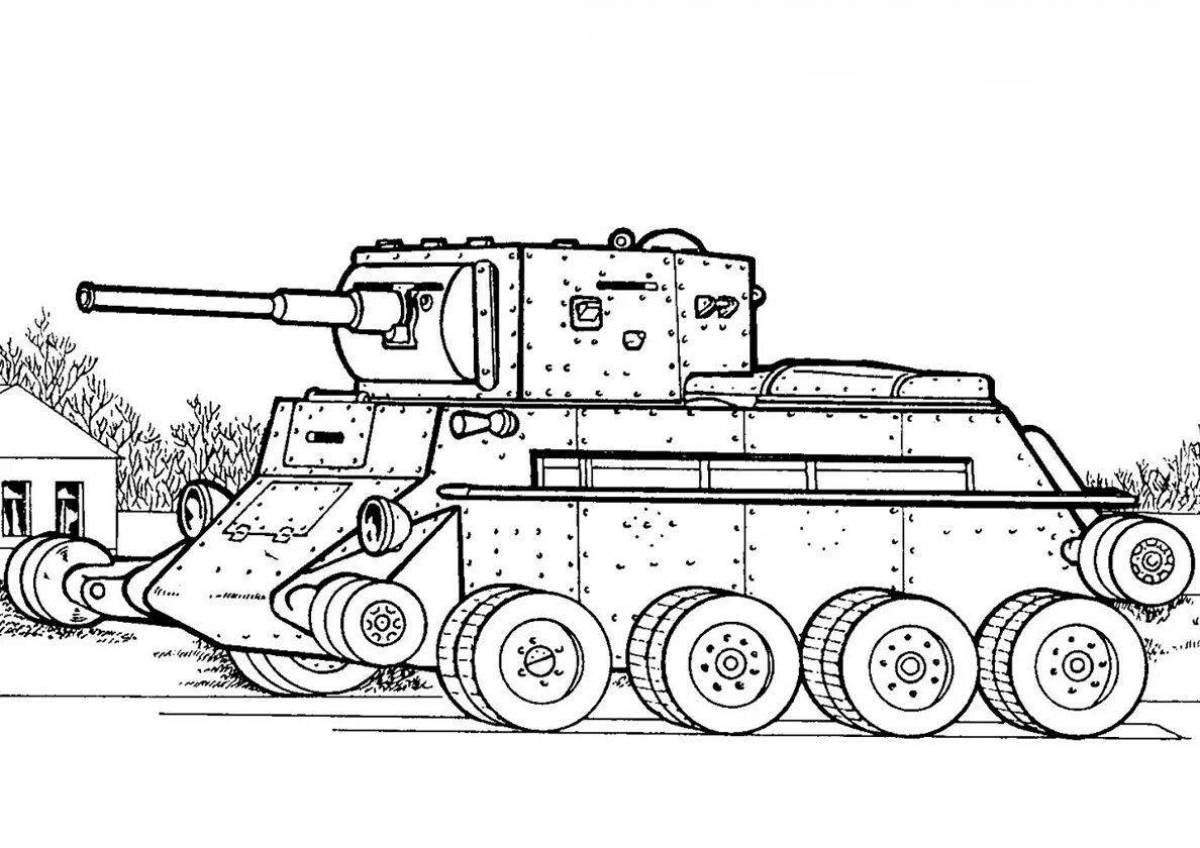 Подробная раскраска танк кв 5