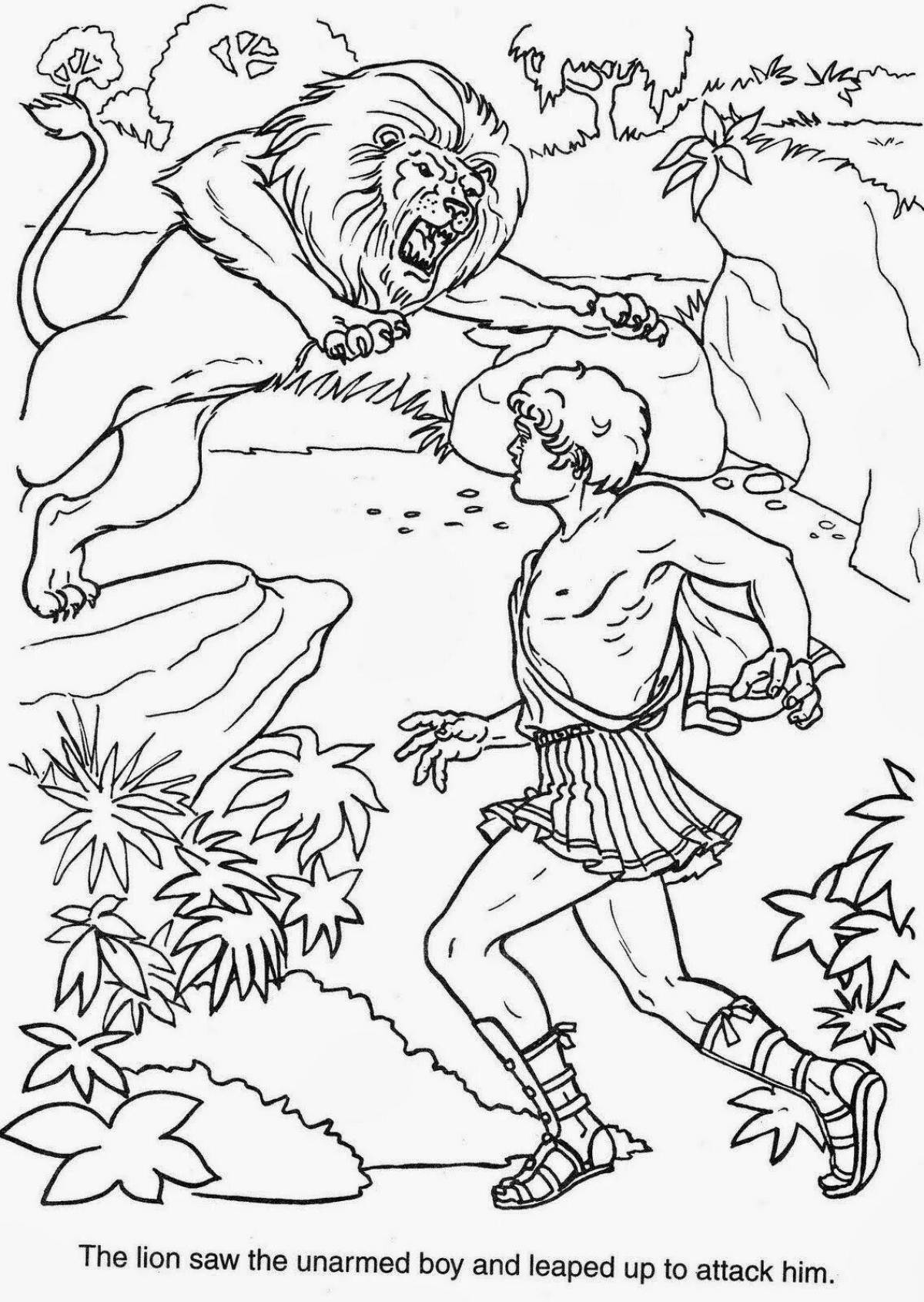 12 labors of hercules coloring page with bright colors